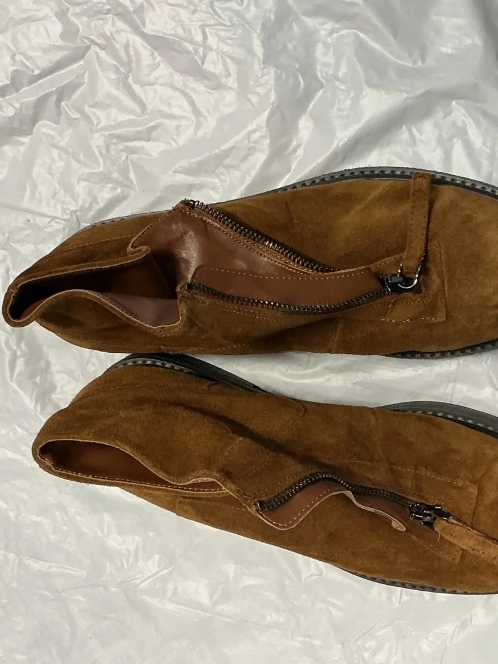 Aerosoles Tan Brown Suede Front Zip Ankle Boots Size 9M